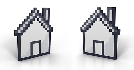 Image showing Pixelated house in perspective from two different angles