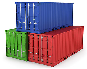 Image showing Three freight containers