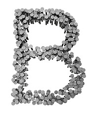 Image showing Alphabet made from hammered nails, letter B