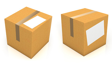 Image showing Carton box with blank paper for text