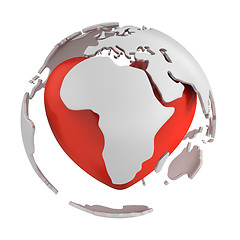 Image showing Globe with heart, Africa part