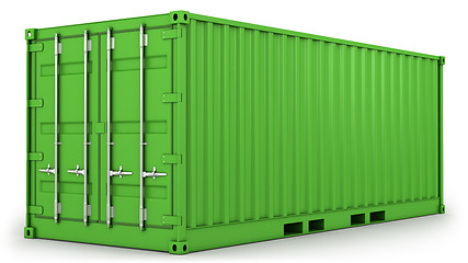 Image showing Green freight container isolated