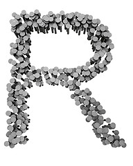Image showing Alphabet made from hammered nails, letter R