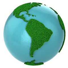 Image showing Globe of grass and water, South America part