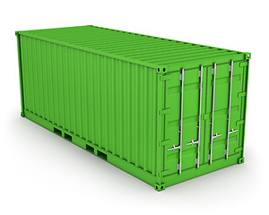 Image showing Green freight container isolated 