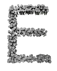 Image showing Alphabet made from hammered nails, letter E