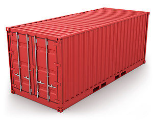 Image showing Red freight container isolated