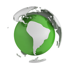 Image showing Abstract green globe, South America part