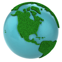 Image showing Globe of grass and water, North America part