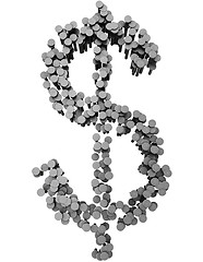 Image showing Alphabet made from hammered nails, dollar symbol