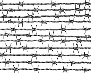 Image showing Lines of barbed wire