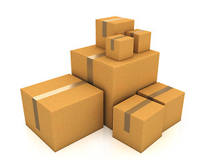 Image showing Stack of different sized carton boxes