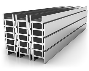 Image showing Stack of iron joists