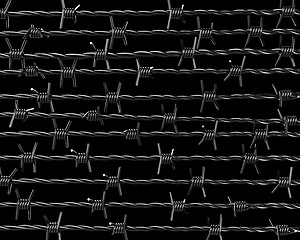 Image showing Lines of barbed wire on black background