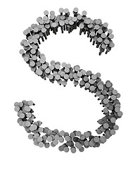 Image showing Alphabet made from hammered nails, letter S