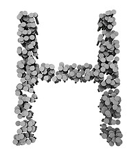 Image showing Alphabet made from hammered nails, letter H