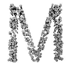 Image showing Alphabet made from hammered nails, letter M