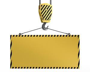 Image showing Yellow crane hook lifting blank yellow for design purposes