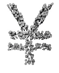 Image showing Alphabet made from hammered nails, yen symbol