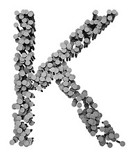 Image showing Alphabet made from hammered nails, letter K