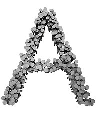 Image showing Alphabet made from hammered nails, letter A