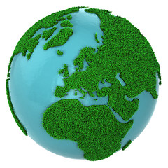 Image showing Globe of grass and water, Europe part