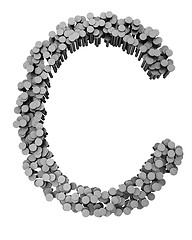 Image showing Alphabet made from hammered nails, letter C