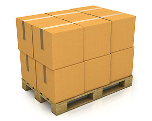 Image showing Stack of carton boxes on a pallet