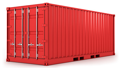 Image showing Red freight container isolated