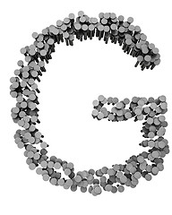 Image showing Alphabet made from hammered nails, letter G