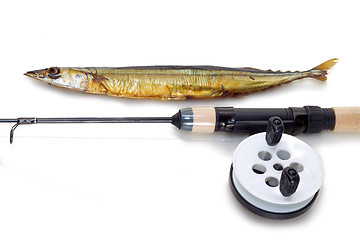 Image showing Caught on a fishing tackle needlefish