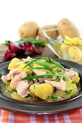 Image showing Wild garlic potato salad