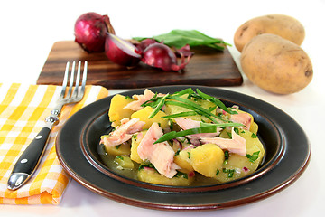 Image showing Wild garlic potato salad