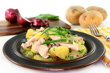 Image showing Wild garlic potato salad