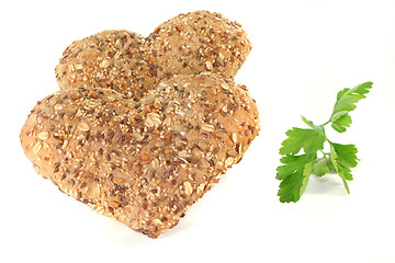 Image showing wholemeal heart rolls