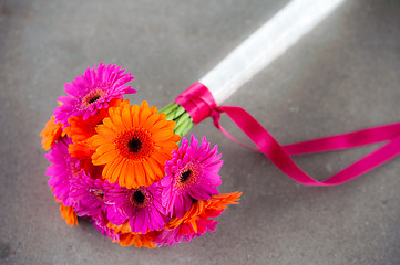 Image showing coloured wedding bouquet soft focus