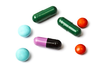 Image showing Colorful pills isolated on white 