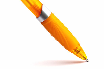 Image showing Yellow pen closeup on white 