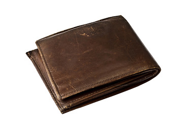 Image showing Brown wallet with coins isolated on white