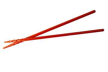 Image showing Red chopsticks isolated on white 