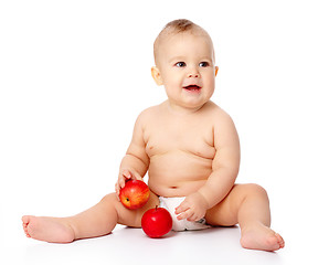 Image showing Little child with apple