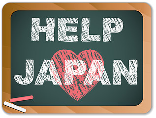 Image showing Japan Love on Blackboard. Earthquake and Tsunami Design