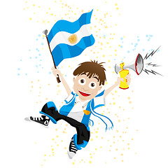 Image showing Argentina Sport Fan with Flag and Horn