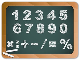 Image showing Chalk Numbers on Blackboard