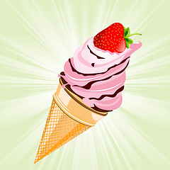 Image showing ice cream with strawberry