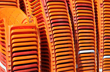 Image showing Piled Beach Chairs