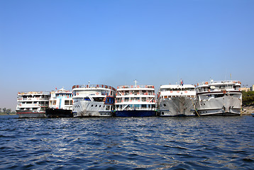 Image showing old passenger ships standing in port