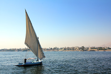 Image showing sailboat sailing on the river