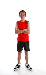 Image showing Boy teenager wearing sports gym clothing