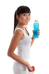 Image showing Fit healthy girl with drink